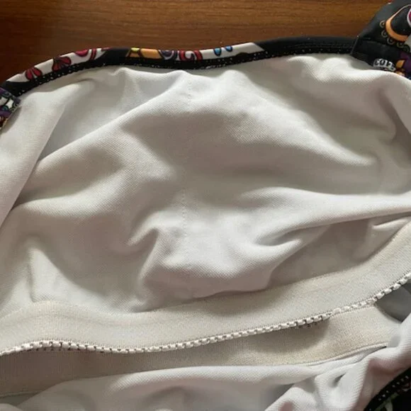 SUGAR SKULL Black Skulls & Flowers DAY OF DEAD Full Coverage TANKINI Swimsuit S - Picture 10 of 11